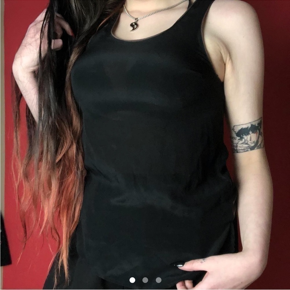 Sheer black tank top with brown panel 🤎🖤